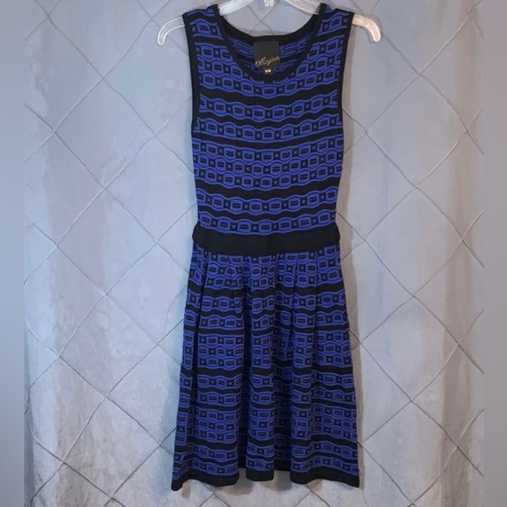 McGinn anthropology Geometric blue & black dress size small medium s/m